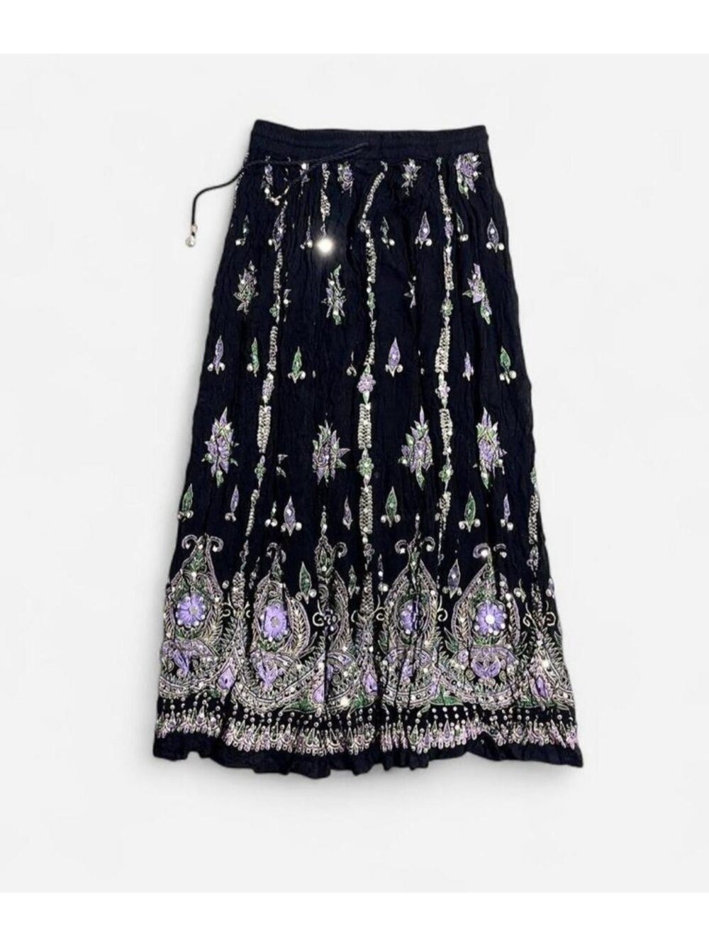 boho fairy embroidered maxi skirt